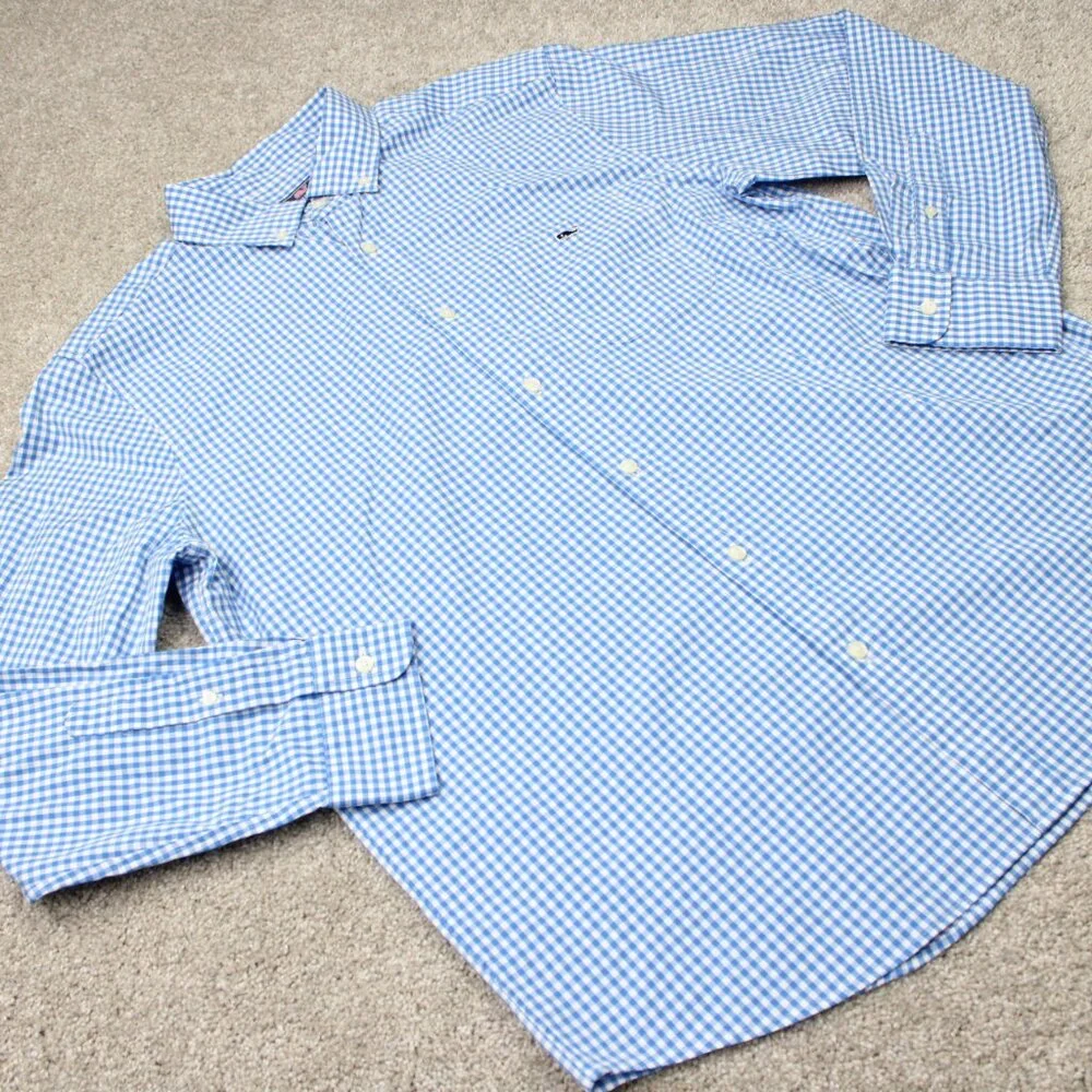Vineyard Vines Shirt Men Large Blue Classic Fit Tucker Cotton Stretch L/S Button - Picture 7 of 14